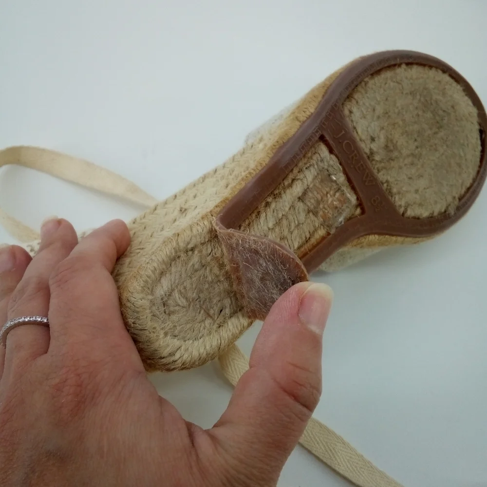 J.Crew Round Toe Espadrills Wedges Natural 8.5